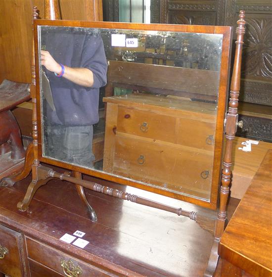 Mahogany torchere and an oak toilet mirror